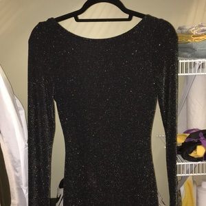 Shiny bodycon black dress